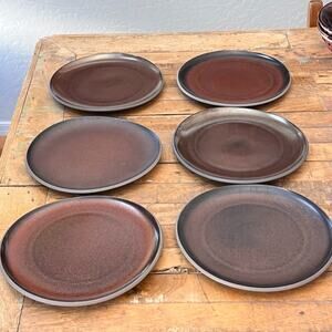 Rosenthal Junto Stoneware Lunch Plates Set 8" Set of 6 Bronze